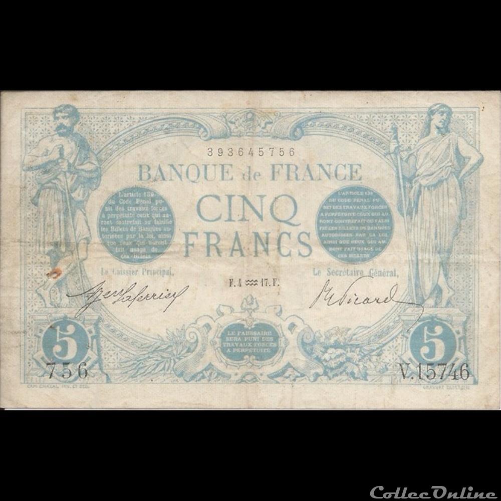 04-01-1917 -- V.15746 756 billet france banque de xxe 04 01 1917 v 15746 756