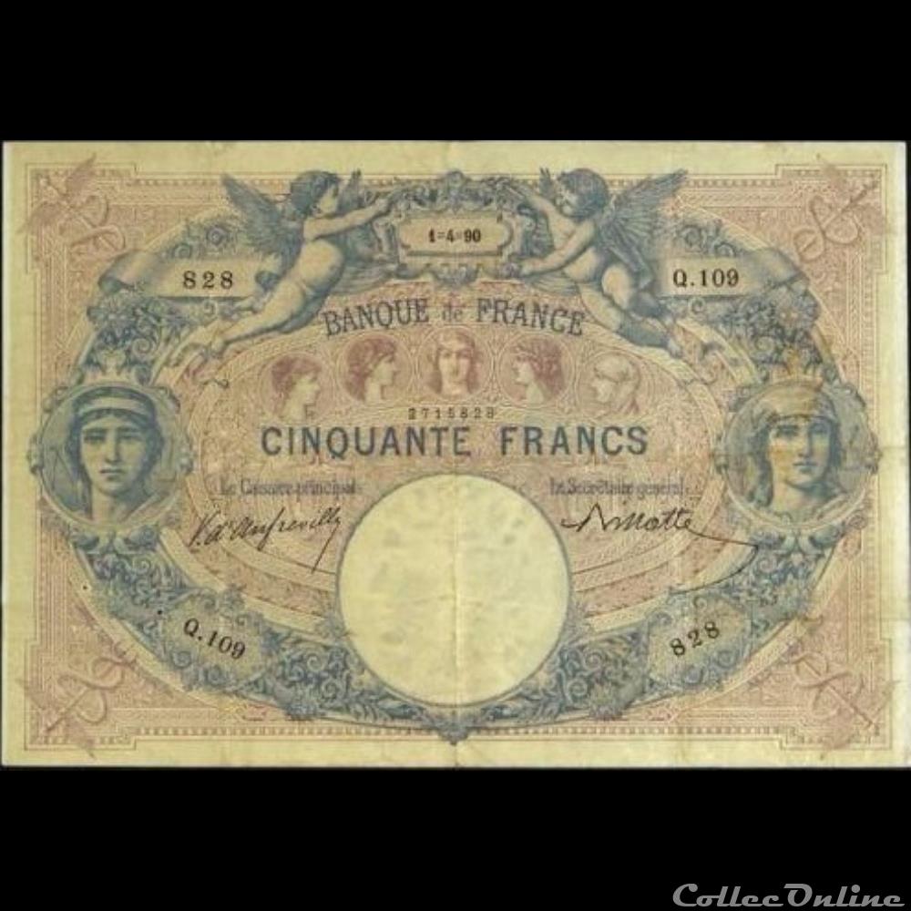 01-04-1890 -- Q.109 828 billet france banque de xxe 01 04 1890 q 109 828