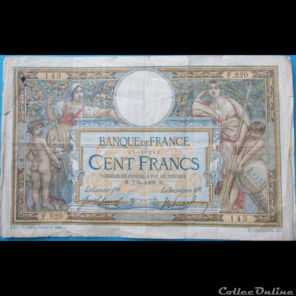 billet france banque de xxe 07 05 1909 f 820 143