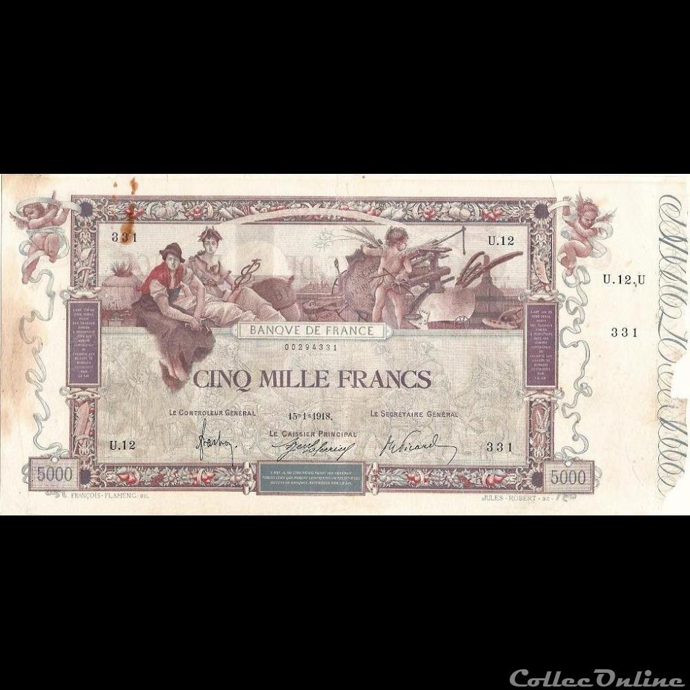 15-01-1918 -- U.12 331 billet france banque de xxe 15 01 1918 u 12 331