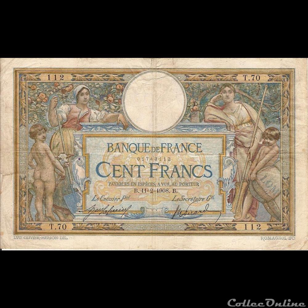 11-02-1908 -- T.70 112 billet france banque de xxe 11 02 1908 t 70 112
