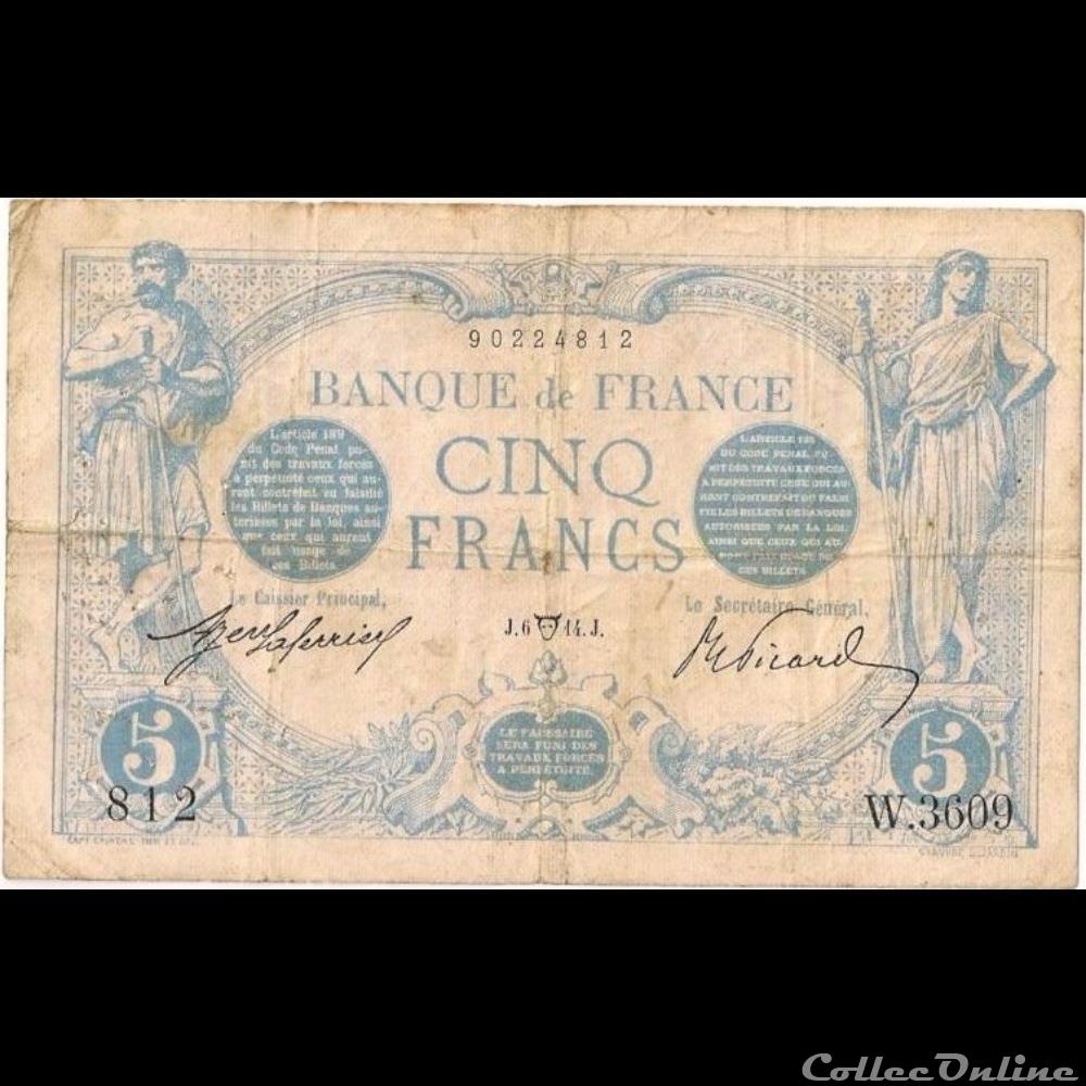 06-04-1914 -- W.3609 812 billet france banque de xxe 06 04 1914 w 3609 812
