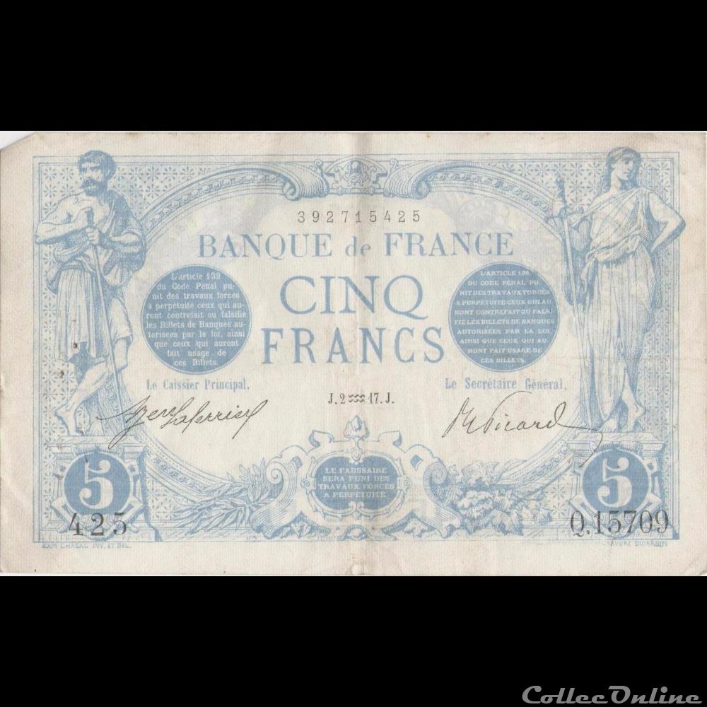 02-01-1917 -- Q.15709 425 billet france banque de xxe 02 01 1917 q 15709 425
