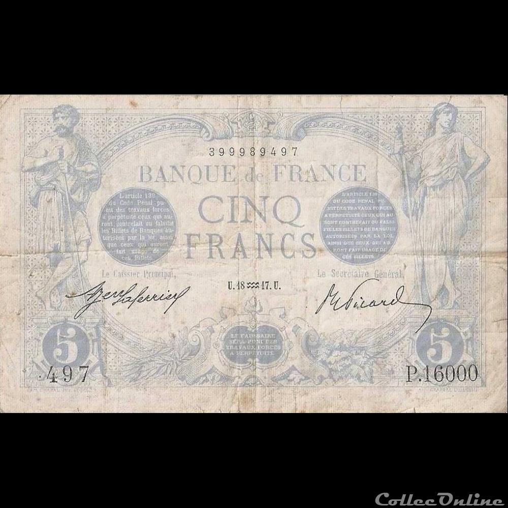 18-01-1917 -- P.16000 497 billet france banque de xxe 18 01 1917 p 16000 497