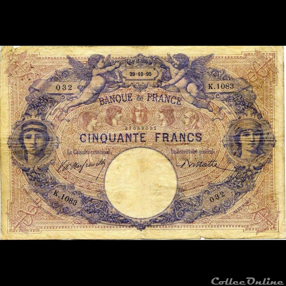 29-10-1895 -- K.1083 032 billet france banque de xxe 29 10 1895 k 1083 032