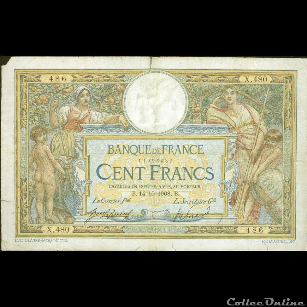 14-10-1908 -- X.480 486 billet france banque de xxe 14 10 1908 x 480 486