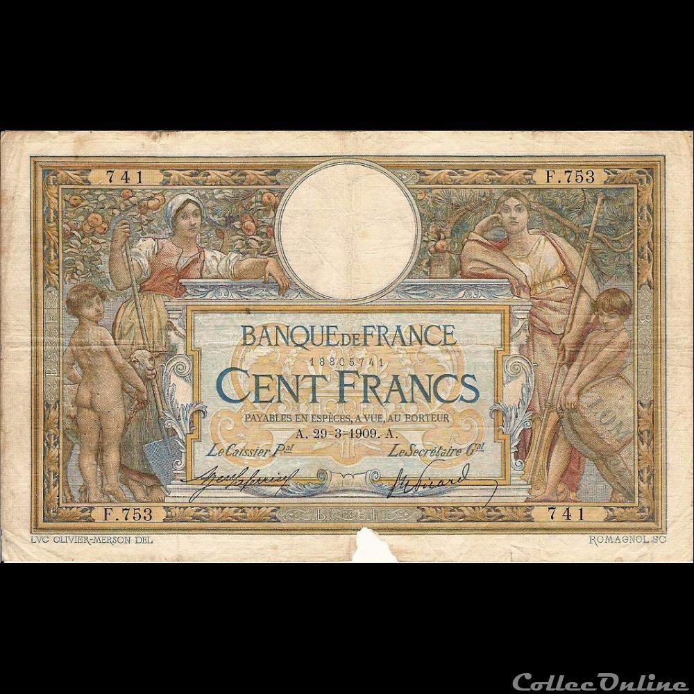 29-03-1909 -- F.753 741 billet france banque de xxe 29 03 1909 f 753 741