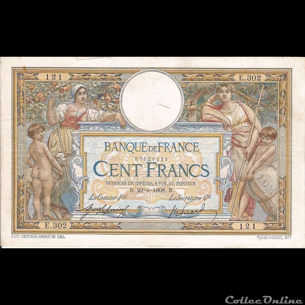 billet france banque de xxe 29 06 1908 e 302 121
