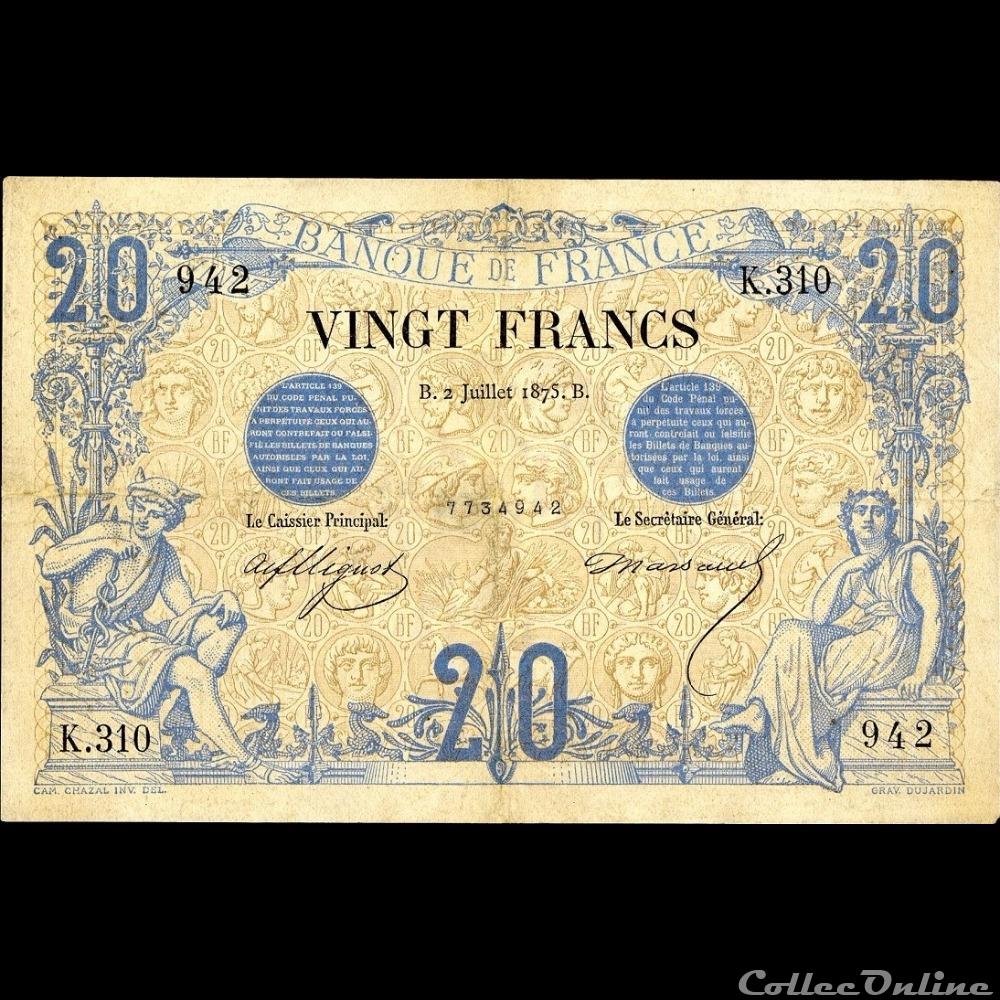 02-07-1875 -- K.310 942 billet france banque de xxe 02 07 1875 k 310 942