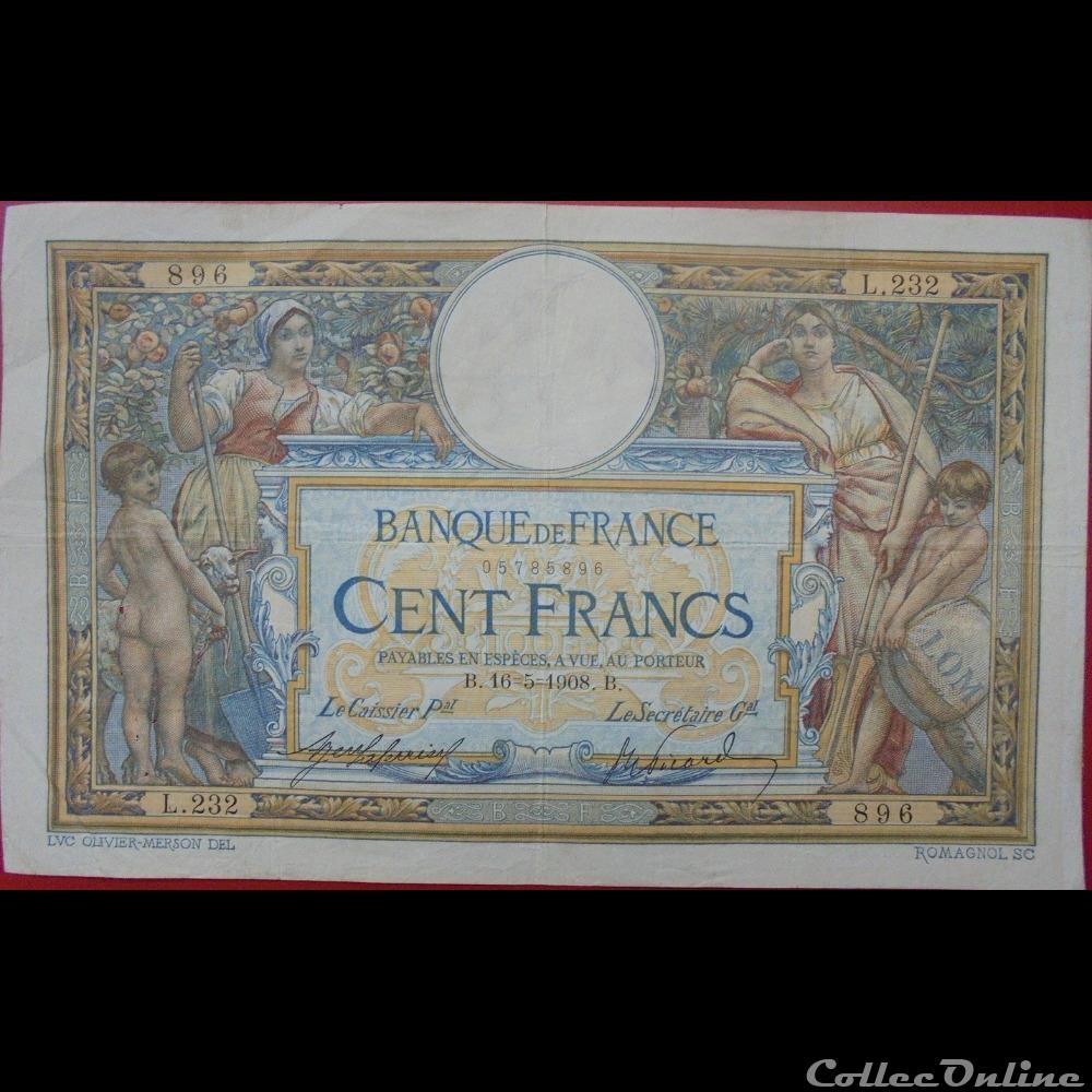 16-05-1908 -- L.232 896 billet france banque de xxe 16 05 1908 l 232 896