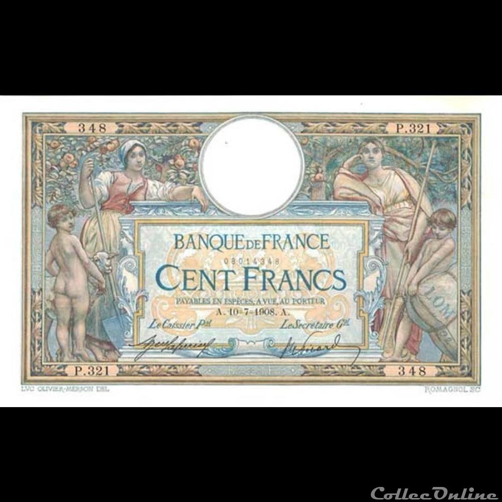 10-07-1908 -- P.321 348 billet france banque de xxe 10 07 1908 p 321 348