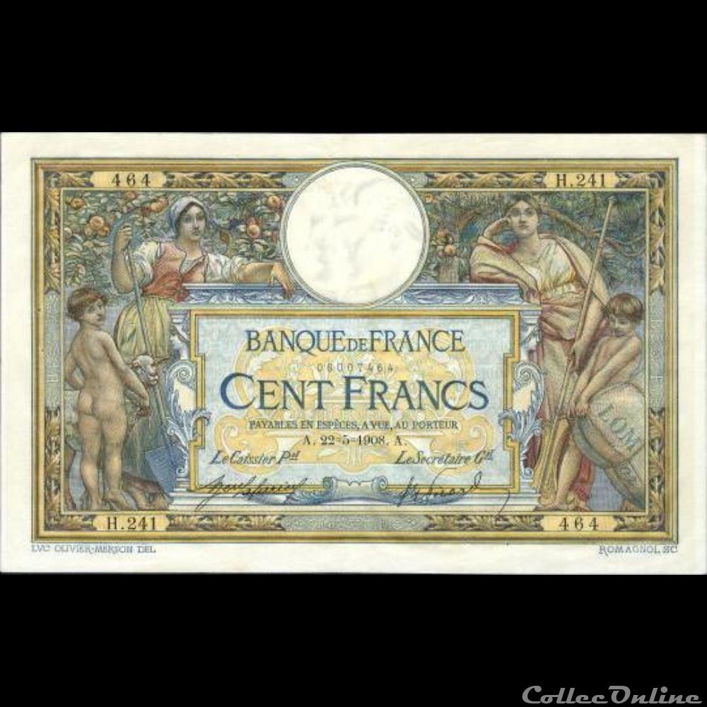 22-05-1908 -- H.241 464 billet france banque de xxe 22 05 1908 h 241 464