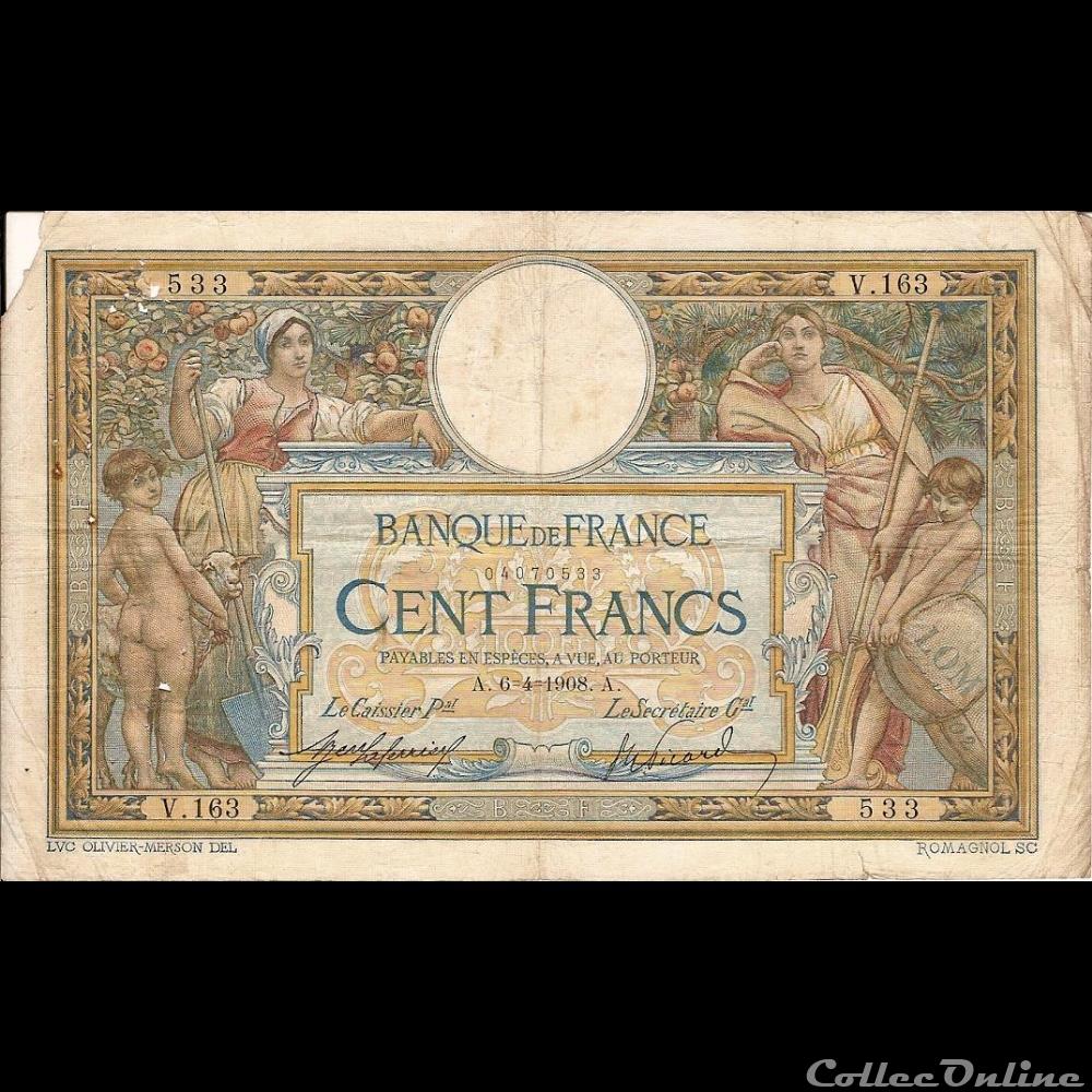 06-04-1908 -- V.163 533 billet france banque de xxe 06 04 1908 v 163 533