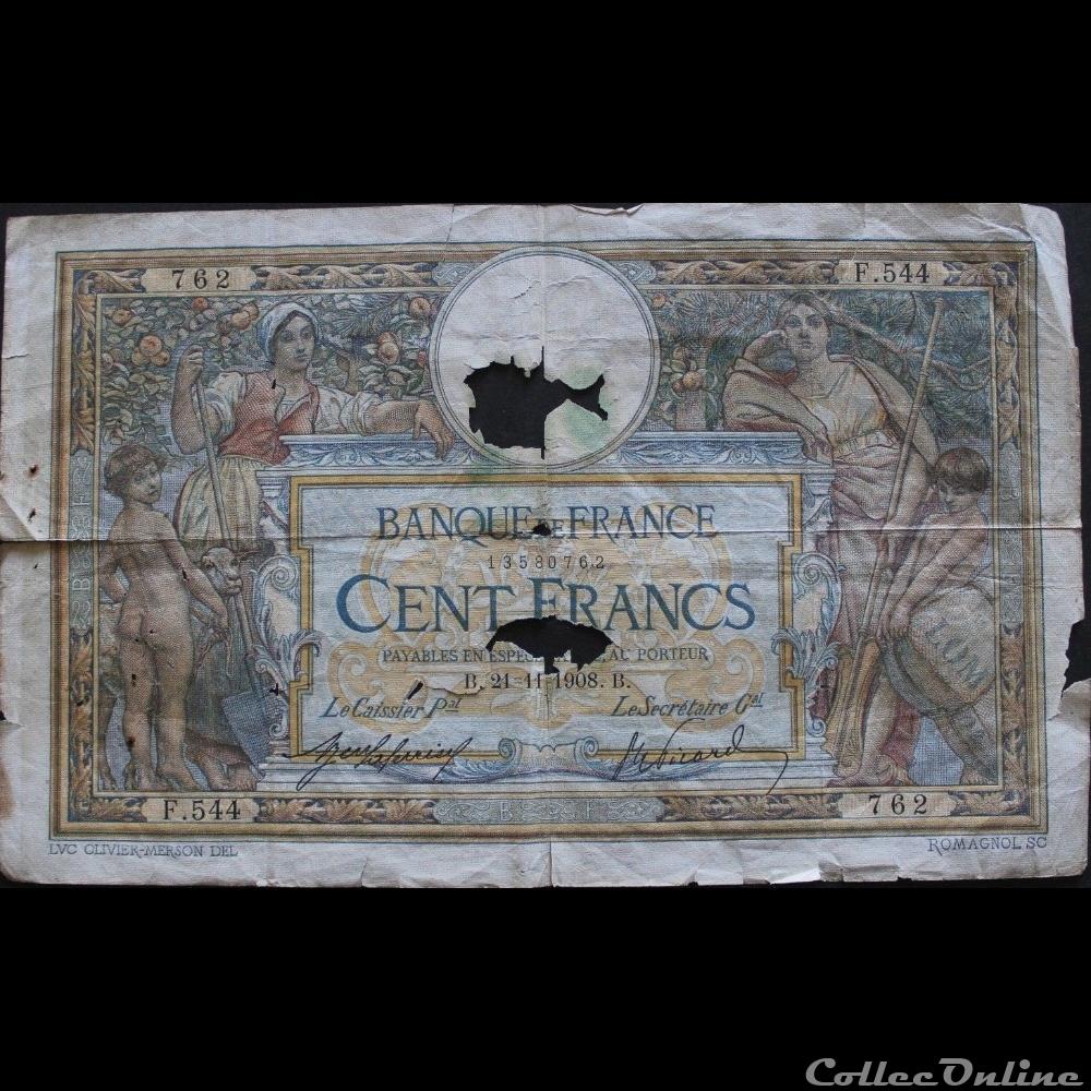 21-11-1908 -- F.544 762 billet france banque de xxe 21 11 1908 f 544 762