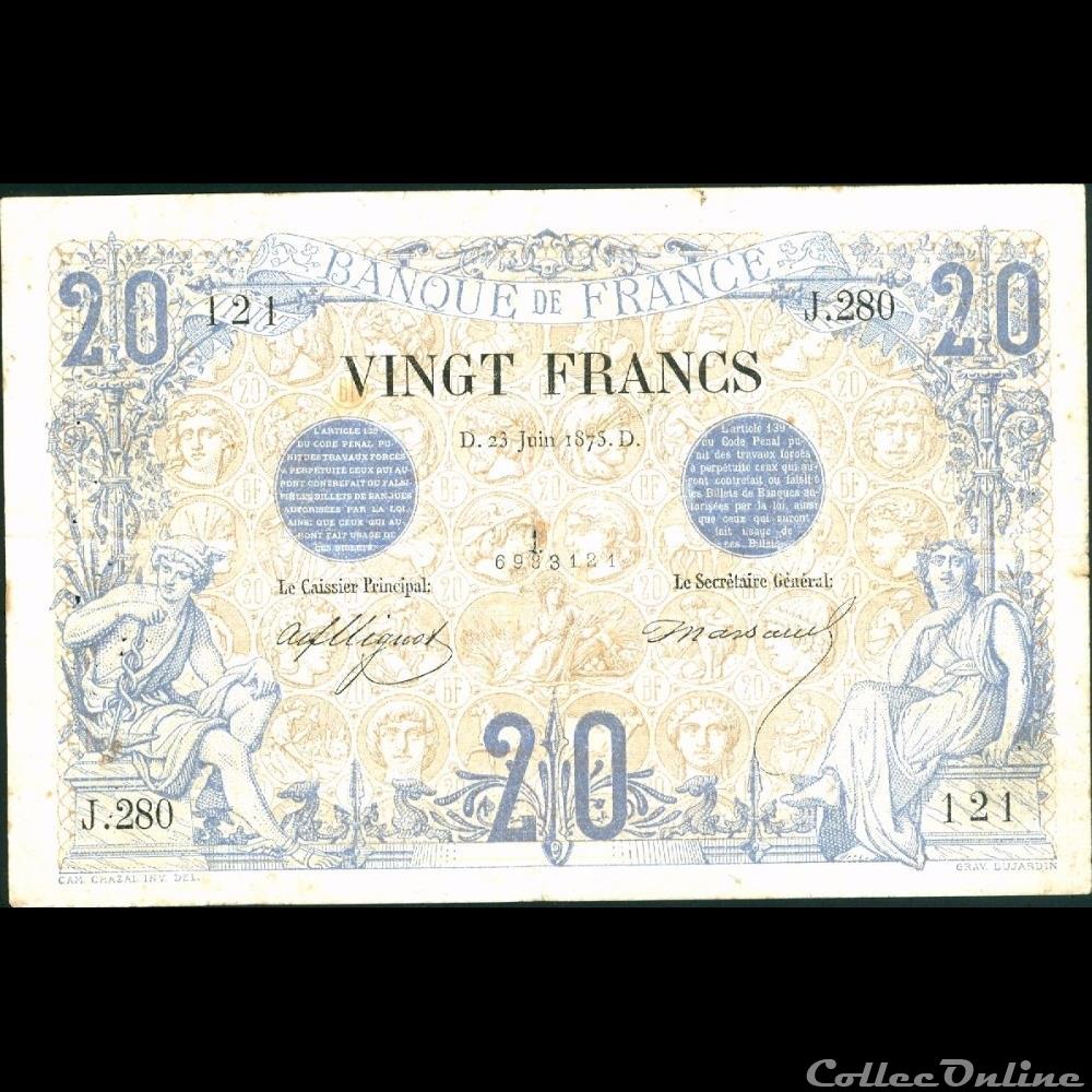 23-06-1875 -- J.280 121 billet france banque de xxe 23 06 1875 j 280 121
