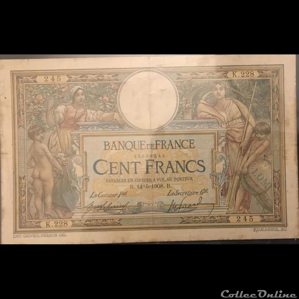 14-05-1908 -- K.228 245 billet france banque de xxe 14 05 1908 k 228 245
