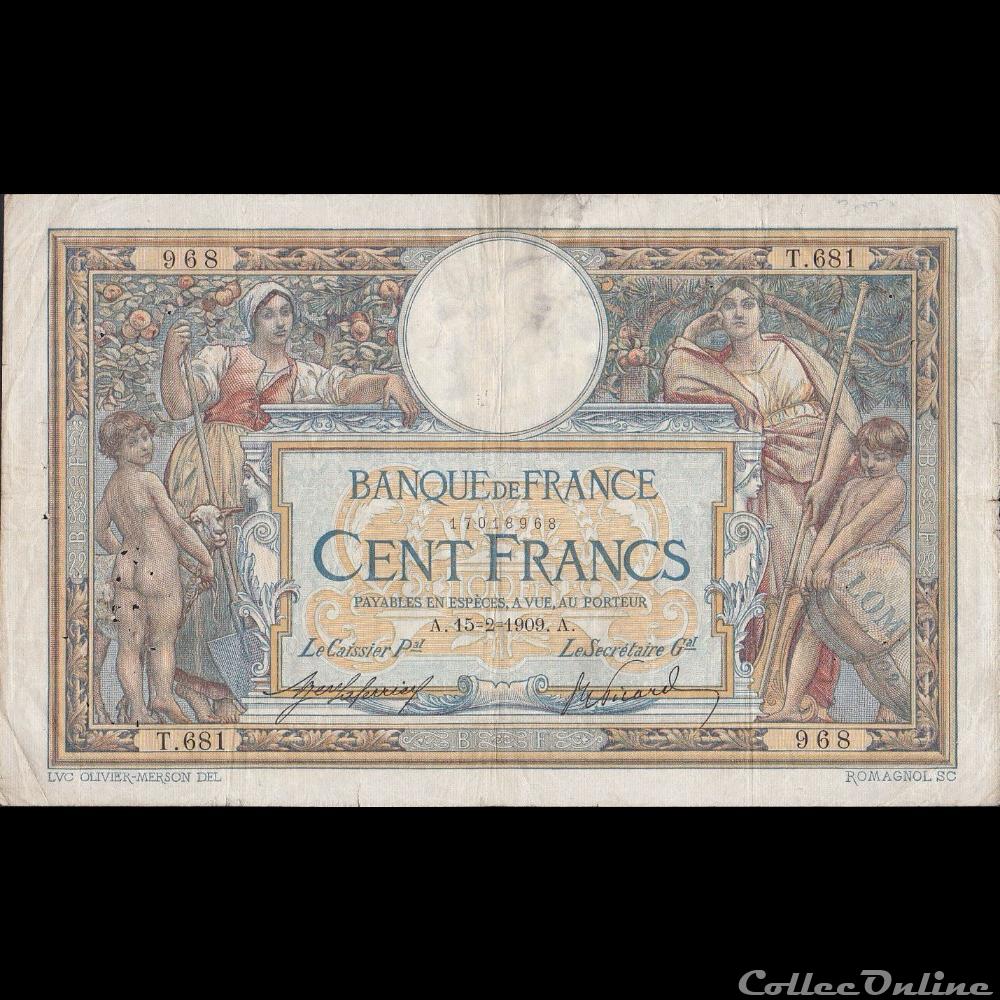 15-02-1909 -- T.681 968 billet france banque de xxe 15 02 1909 t 681 968