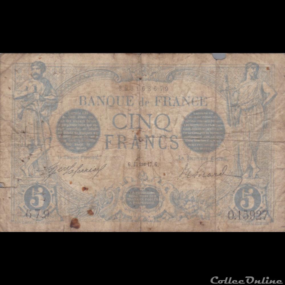 15-01-1917 -- O.15927 679 billet france banque de xxe 15 01 1917 o 15927 679