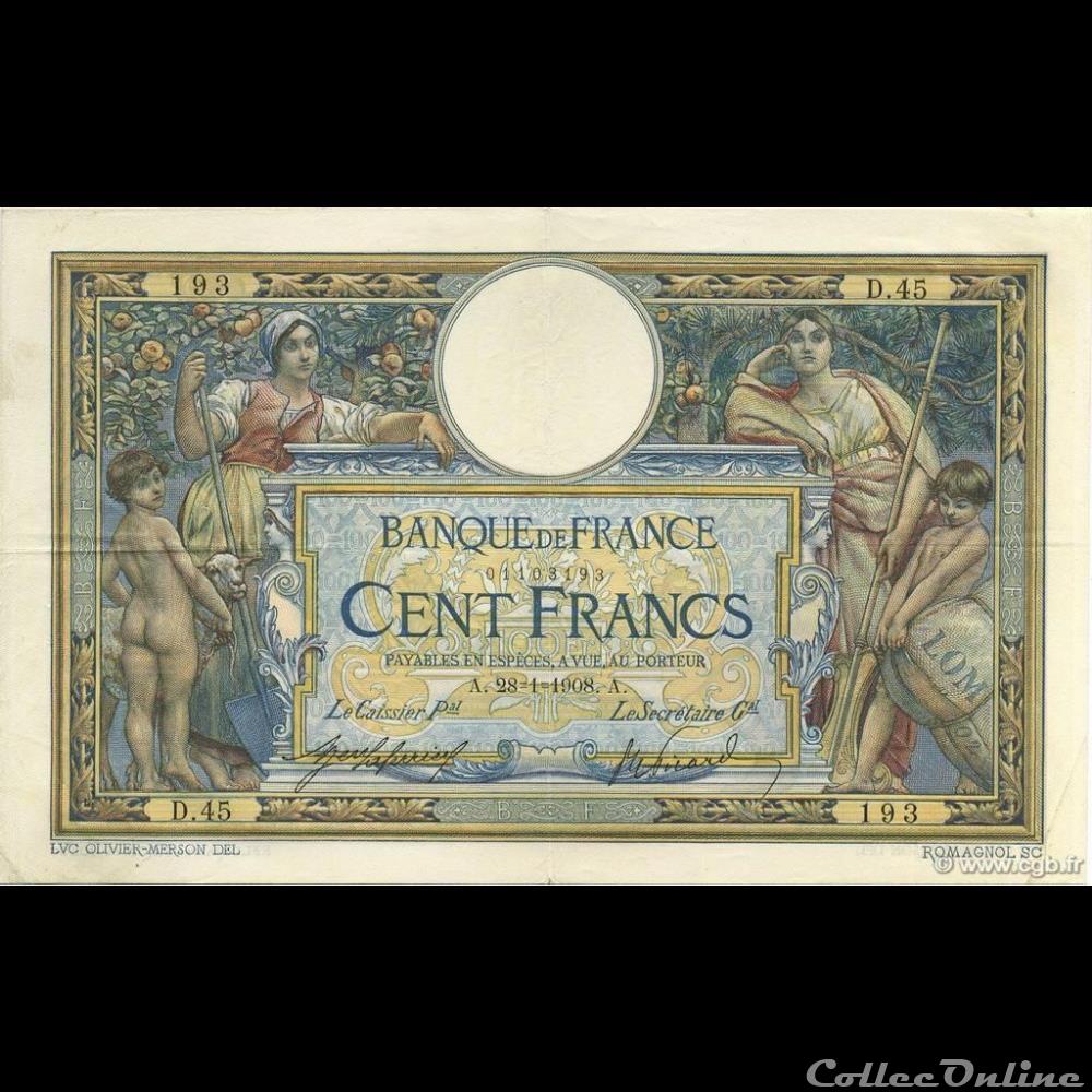 28-01-1908 -- D.45 193 billet france banque de xxe 28 01 1908 d 45 193