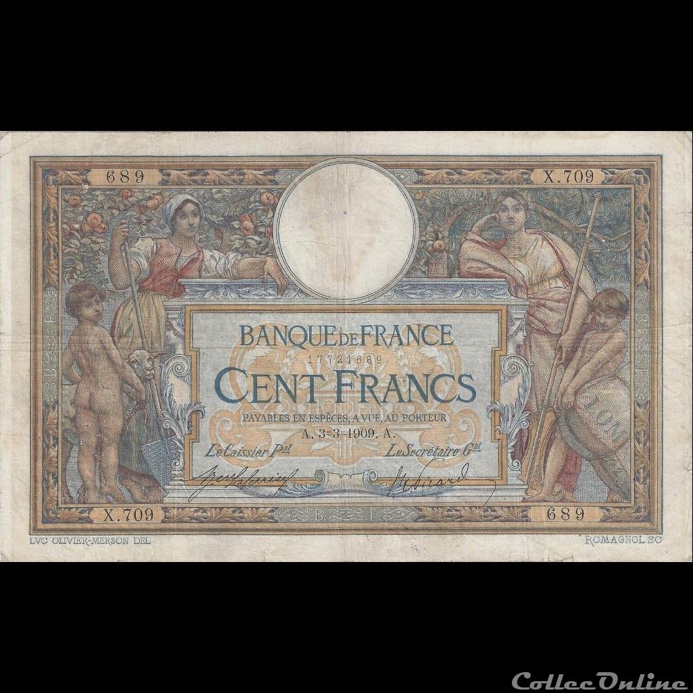 03-03-1909 -- X.709 689 billet france banque de xxe 03 03 1909 x 709 689