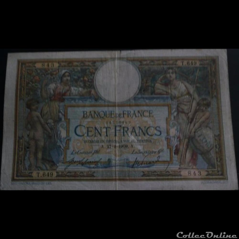 27-01-1909 -- T.649 843 billet france banque de xxe 27 01 1909 t 649 843