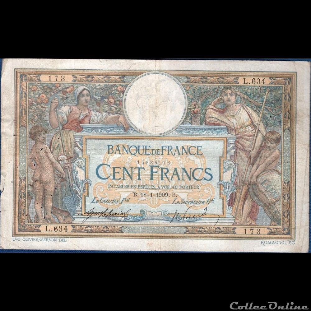 18-01-1909 -- L.634 173 billet france banque de xxe 18 01 1909 l 634 173