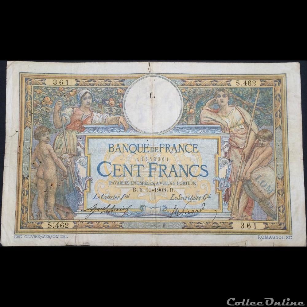 03-10-1908 -- S.462 361 billet france banque de xxe 03 10 1908 s 462 361