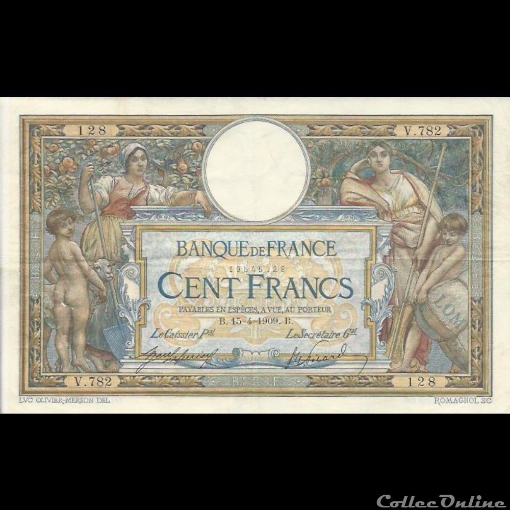 15-04-1909 -- V.782 128 billet france banque de xxe 15 04 1909 v 782 128