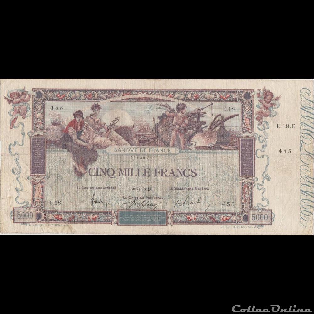 22-01-1918 -- E.18 455 billet france banque de xxe 22 01 1918 e 18 455