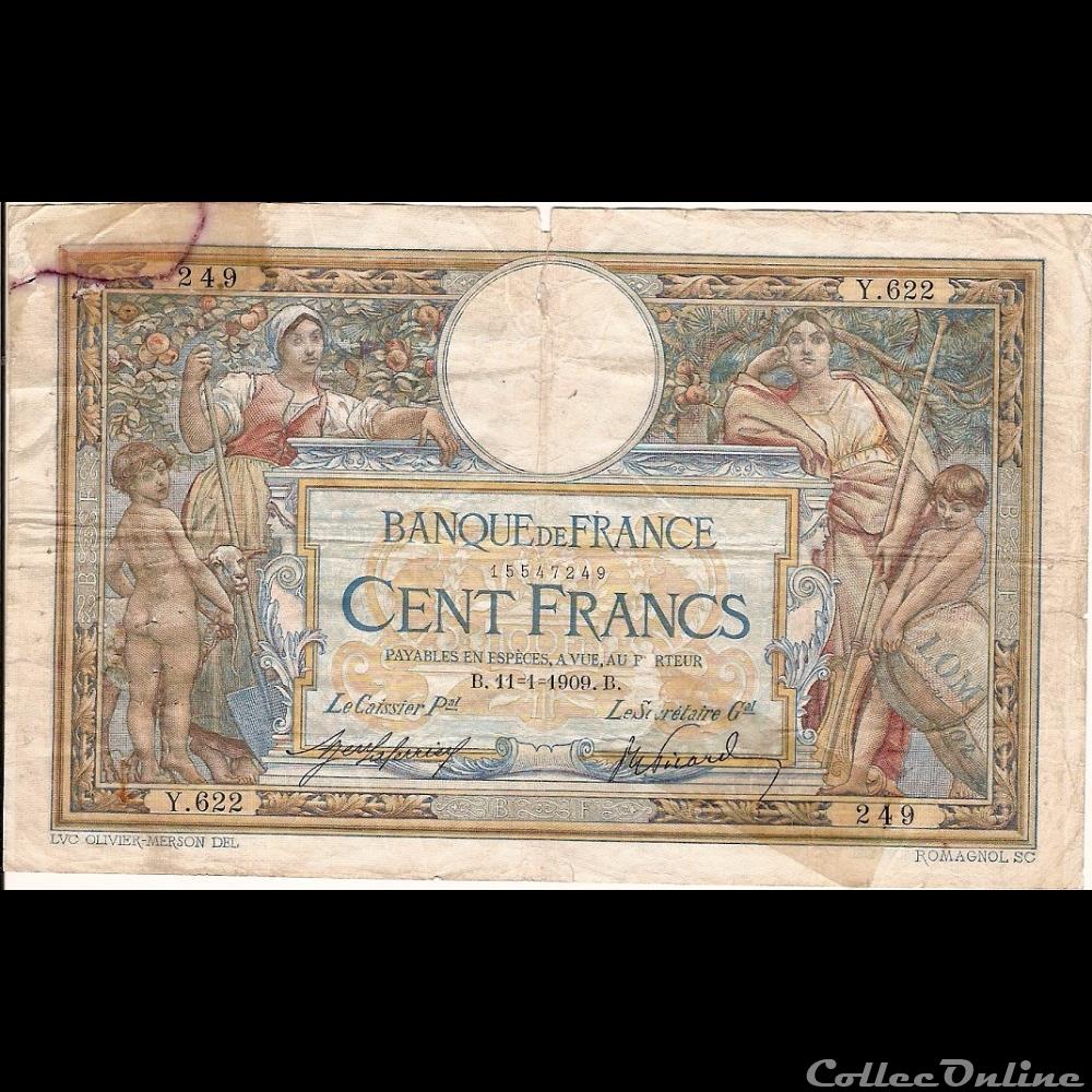 11-01-1909 -- Y.622 249 billet france banque de xxe 11 01 1909 y 622 249