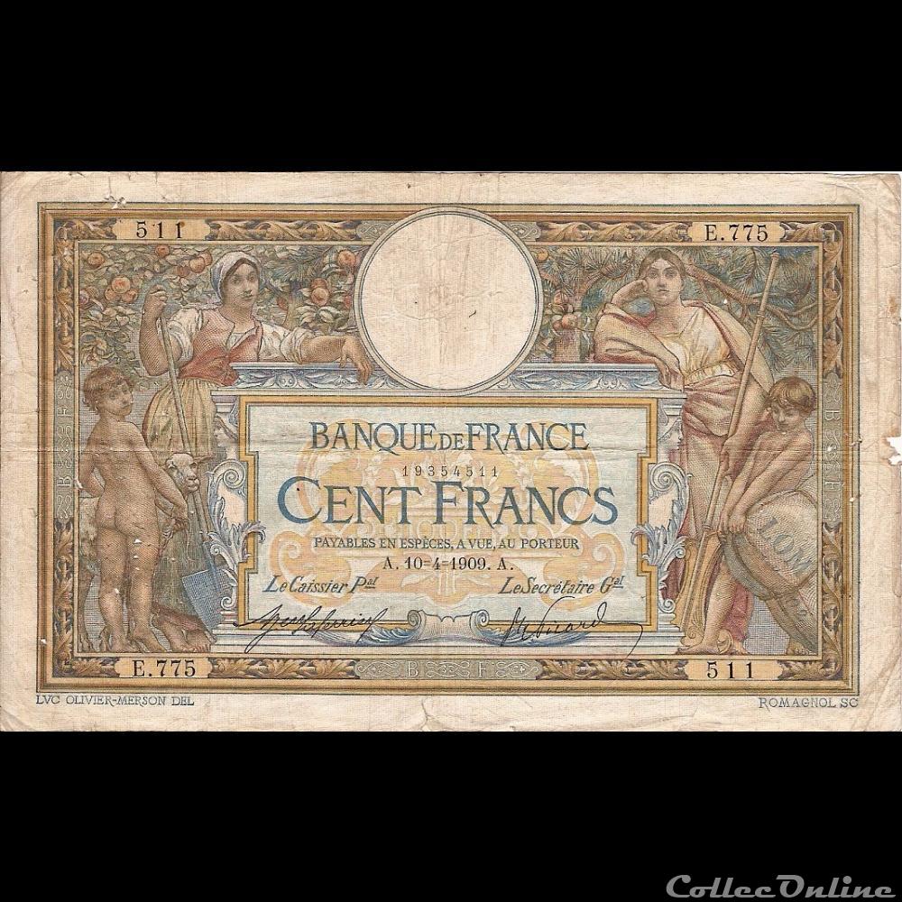 10-04-1909 -- E.775 511 billet france banque de xxe 10 04 1909 e 775 511
