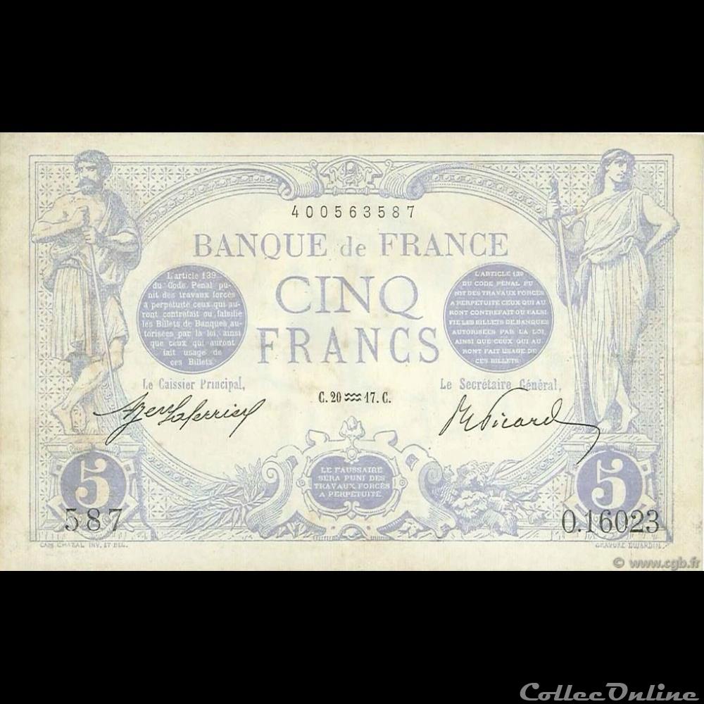 billet france banque de xxe 20 01 1917 o 16023 587