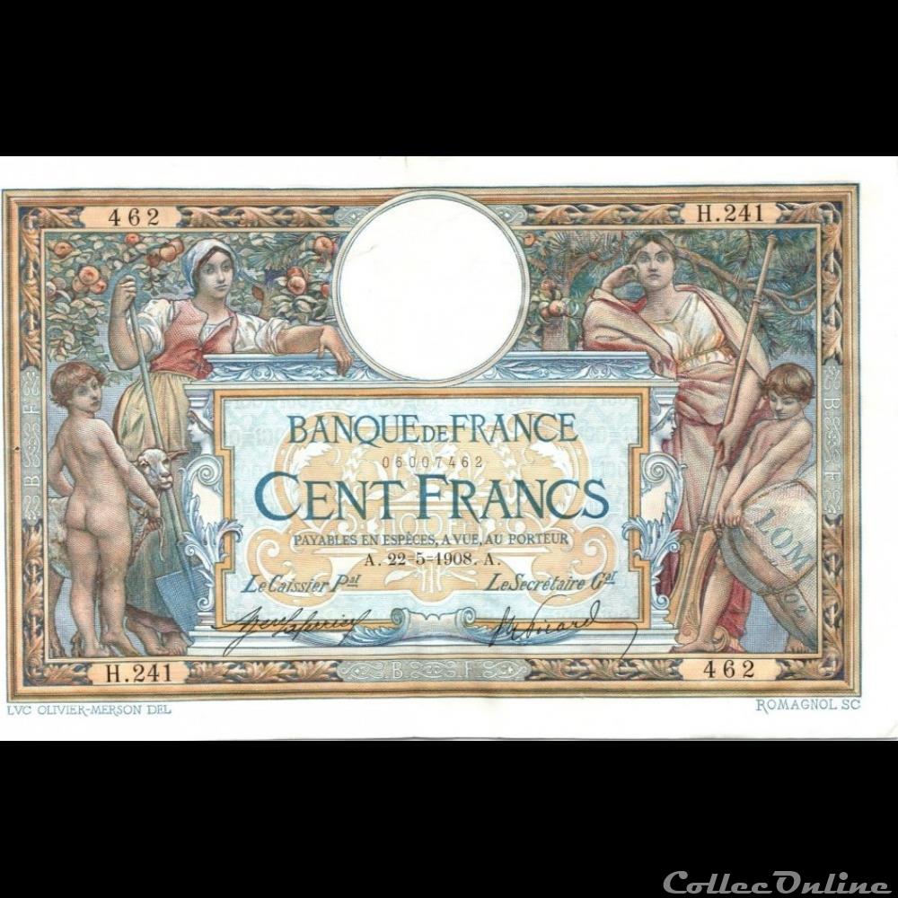 22-05-1908 -- H.241 462 billet france banque de xxe 22 05 1908 h 241 462