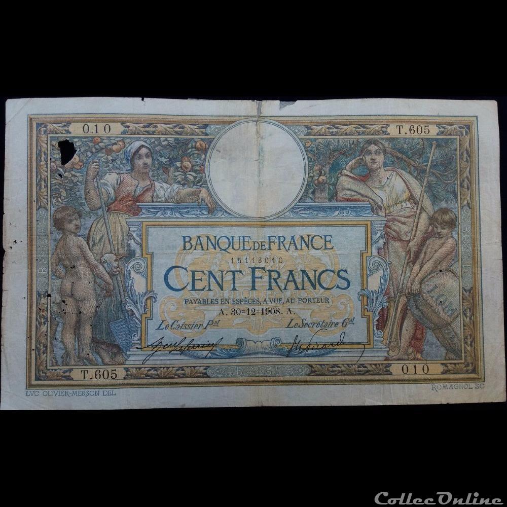 30-12-1908 -- T.605 010 billet france banque de xxe 30 12 1908 t 605 010