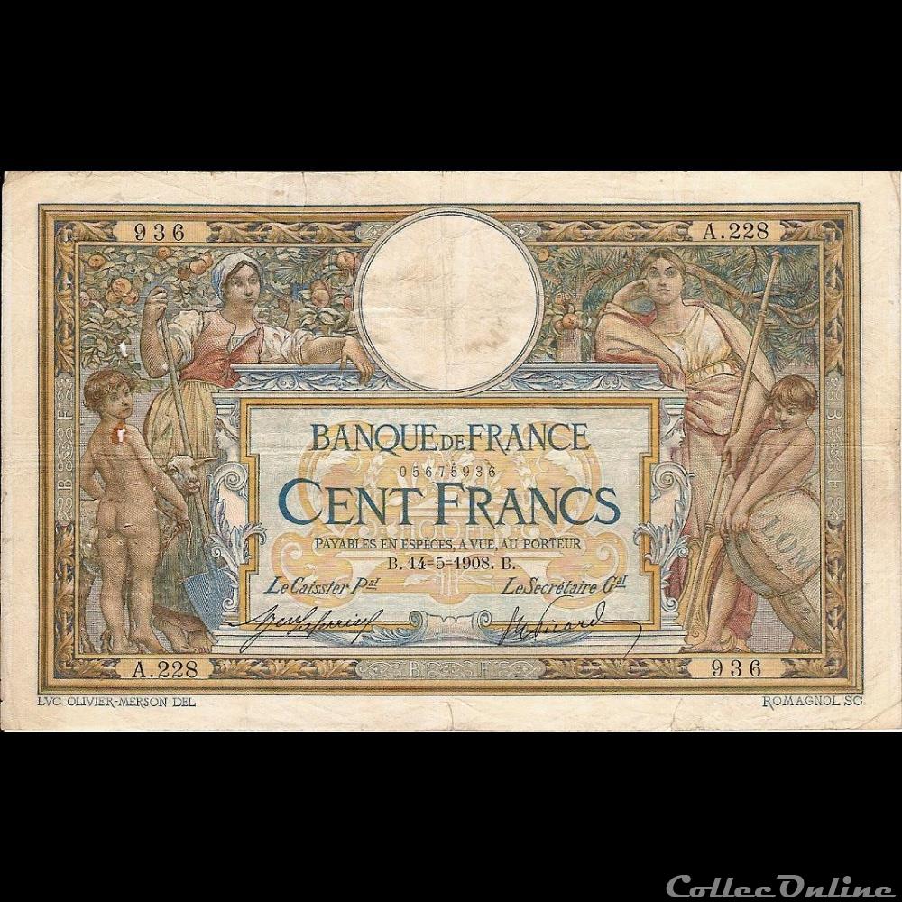 14-05-1908 -- A.228 936 billet france banque de xxe 14 05 1908 a 228 936