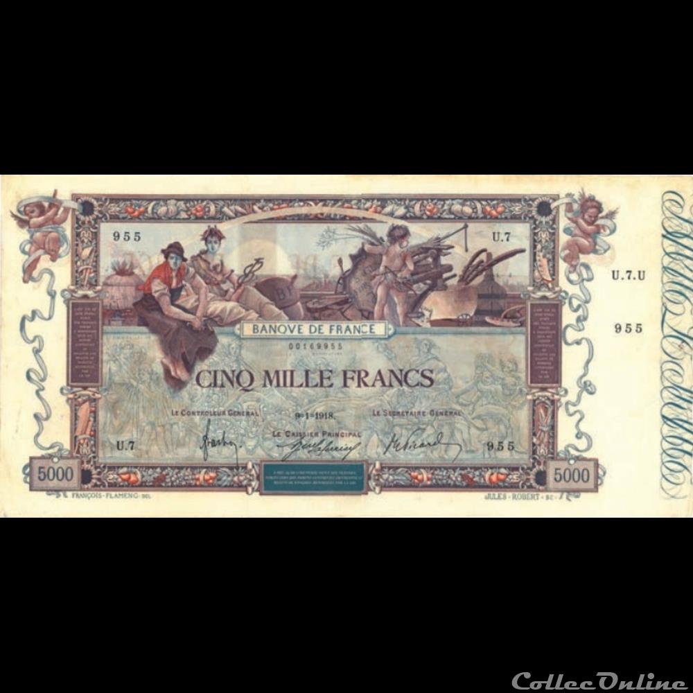 billet france banque de xxe 09 01 1918 u 7 955