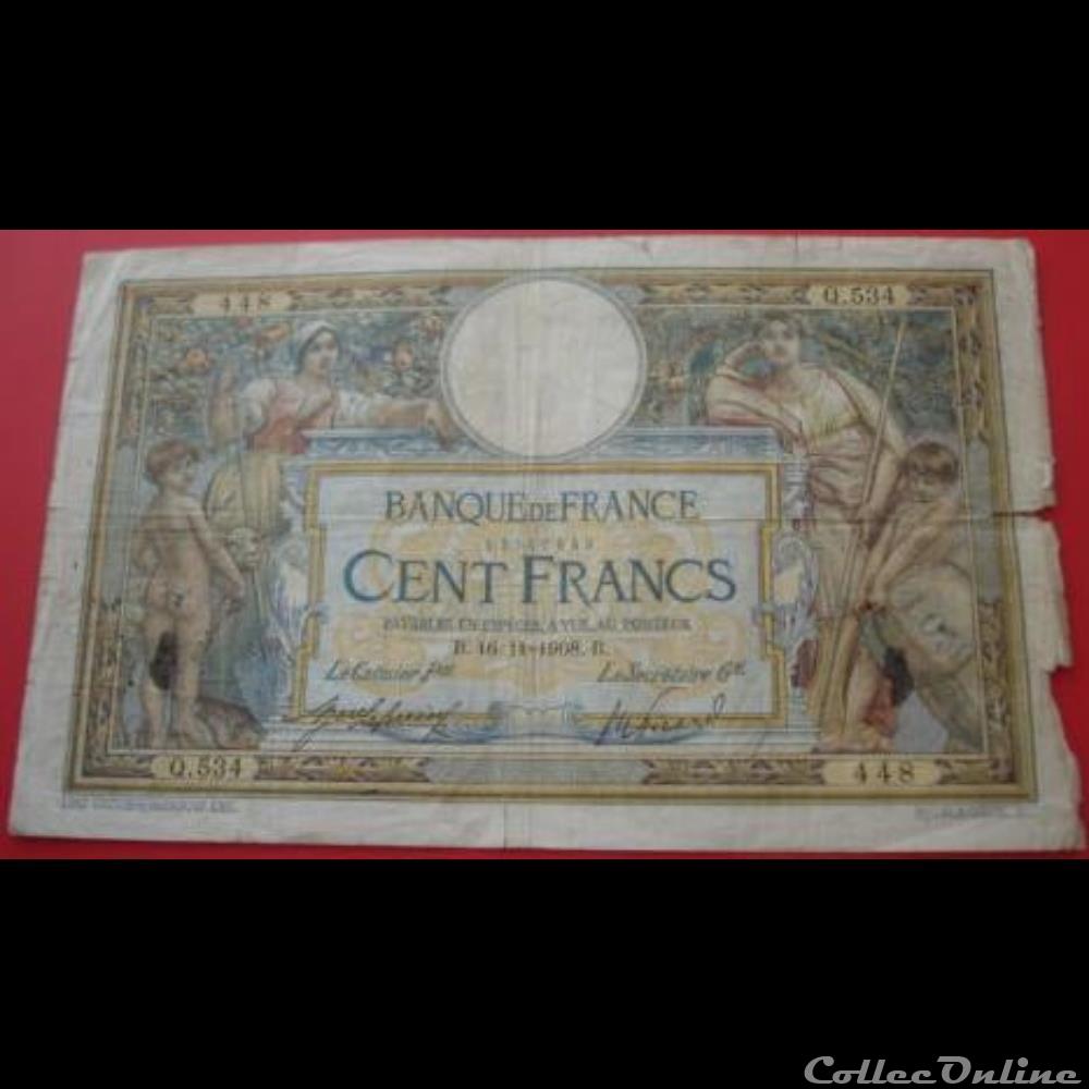 16-11-1908 -- Q.534 448 billet france banque de xxe 16 11 1908 q 534 448