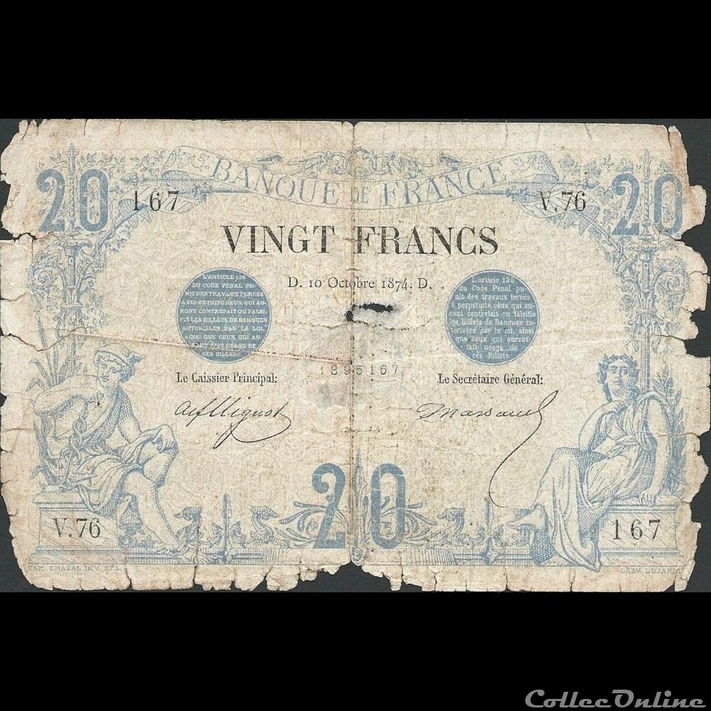 billet france banque de xxe 10 10 1874 v 76 167