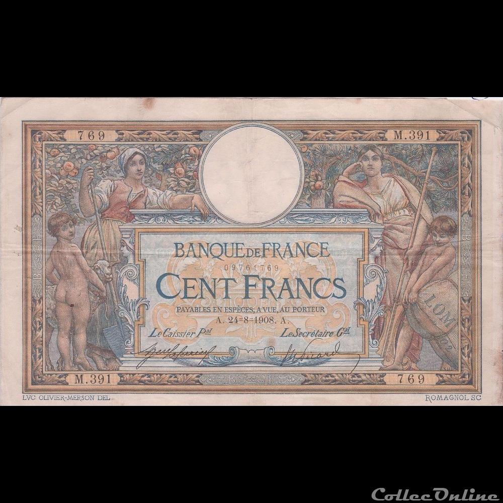 24-08-1908 -- M.391 769 billet france banque de xxe 24 08 1908 m 391 769
