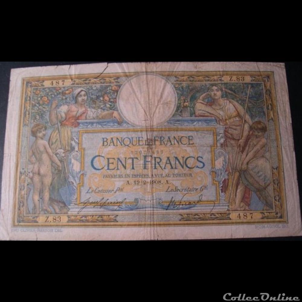 19-02-1908 -- Z.83 487 billet france banque de xxe 19 02 1908 z 83 487