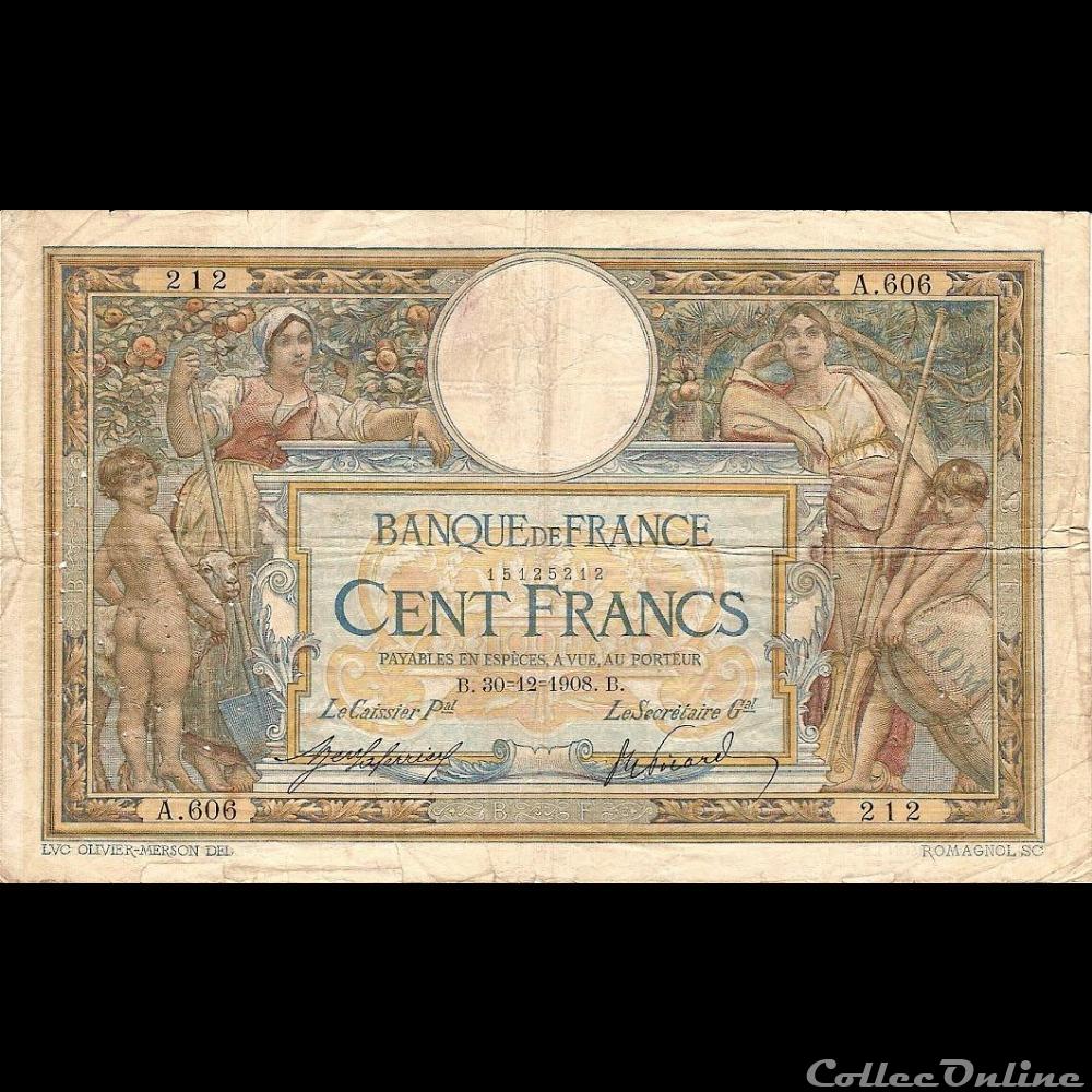 30-12-1908 -- A.606 212 billet france banque de xxe 30 12 1908 a 606 212