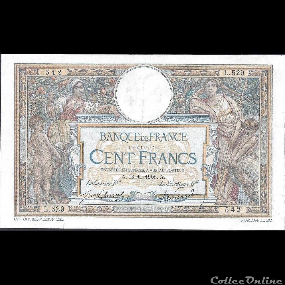 billet france banque de xxe 13 11 1908 l 529 542