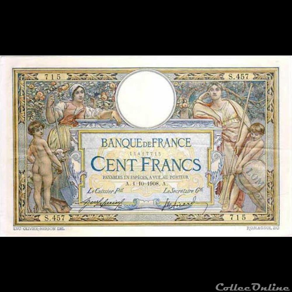 01-10-1908 -- S.457 715 billet france banque de xxe 01 10 1908 s 457 715