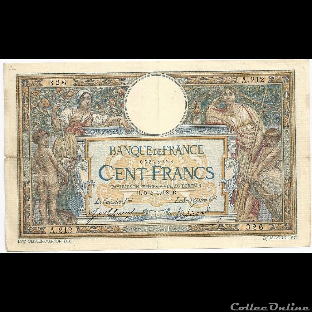 05-05-1908 -- A.212 326 billet france banque de xxe 05 05 1908 a 212 326