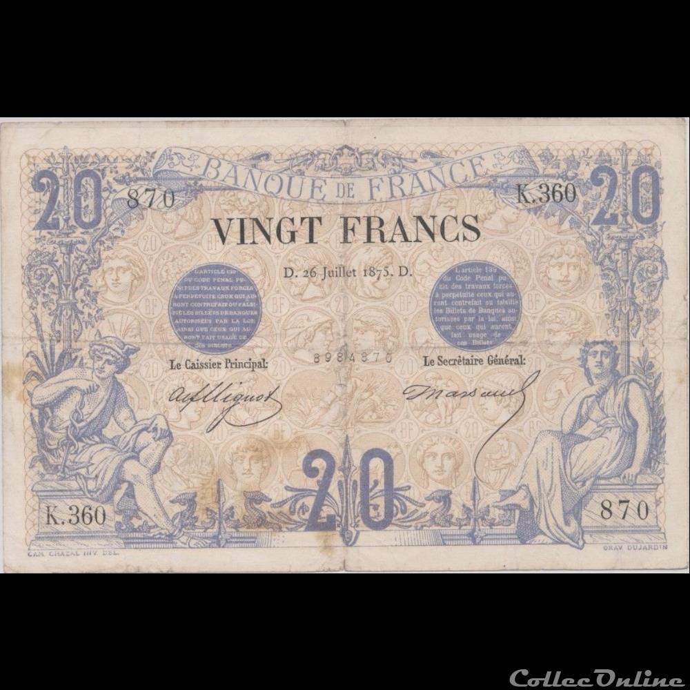 26-07-1875 -- K.360 870 billet france banque de xxe 26 07 1875 k 360 870