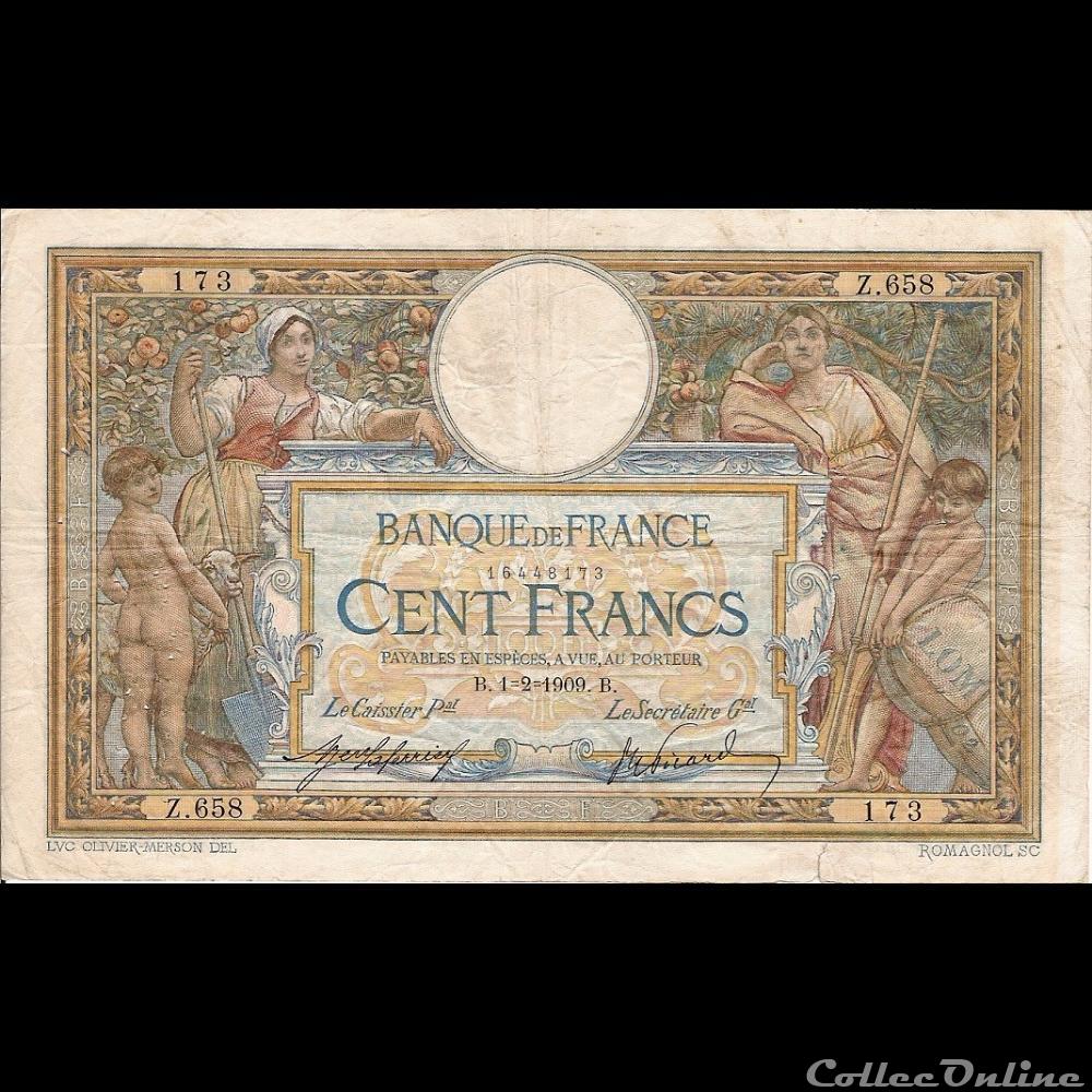 billet france banque de xxe 01 02 1909 z 658 173