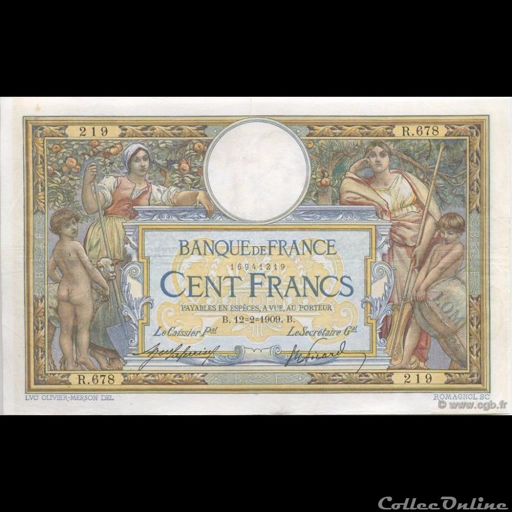 12-02-1909 -- R.678 219 billet france banque de xxe 12 02 1909 r 678 219