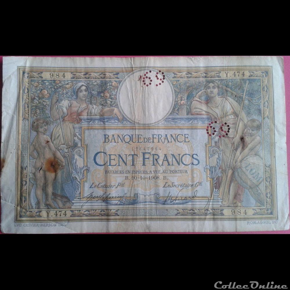 billet france banque de xxe 10 10 1908 y 474 984