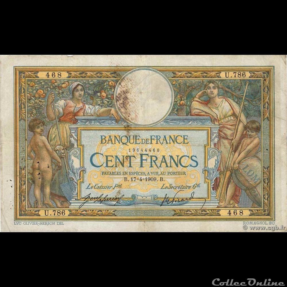 17-04-1909 -- U.786 468 billet france banque de xxe 17 04 1909 u 786 468