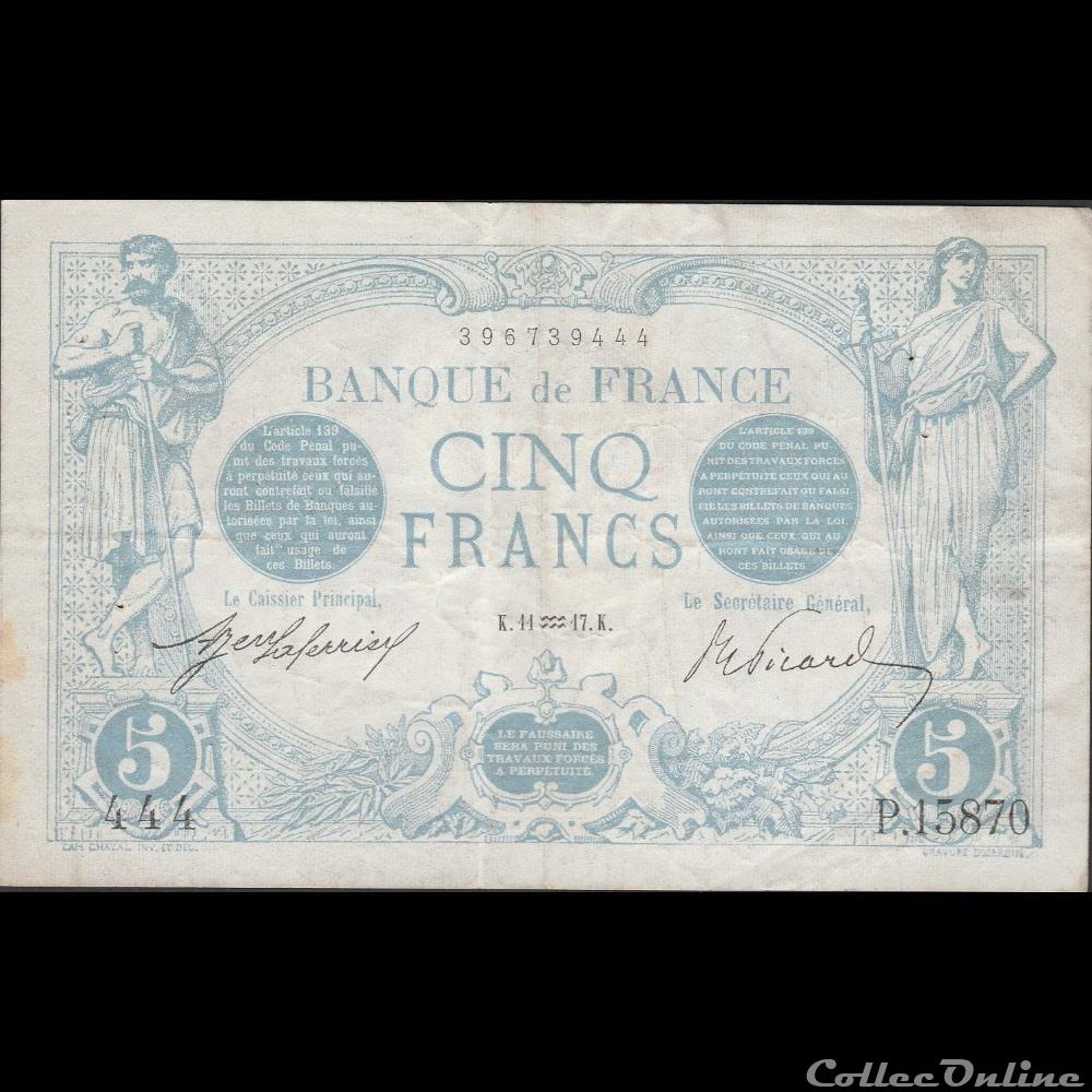 11-01-1917 -- P.15870 444 billet france banque de xxe 11 01 1917 p 15870 444